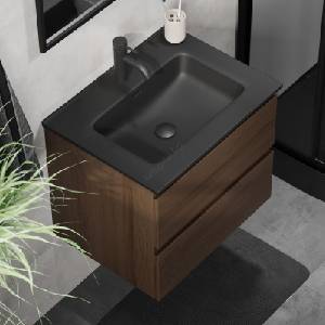 Bath Deluxe Шкаф за баня с мивка kenwood 61 см орех/черно (setbt0095a)