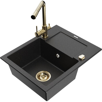 Mexen Enzo гранитна мивка с 1 камера с отцеждане и кухненски смесител Duero, (6506-73-671600-50)