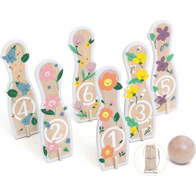 Classic World Детски дървен боулинг с цветя (cw60008)