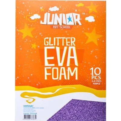 Dekorační pěna EVA fialová glitter A4, tloušťka 2,0 mm, 10ks