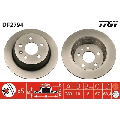 Brzdový kotúč TRW DF2794