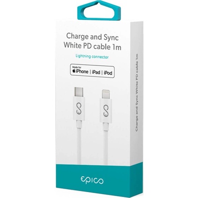 EPICO USB-C Кабел за iPhone, Epico Lightning MFI Cable 1m, Бял (EPI-KR-CA_LI_PD-WT)
