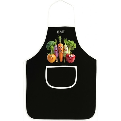 EMI Kuchynská zástera Happy Veggie čierna