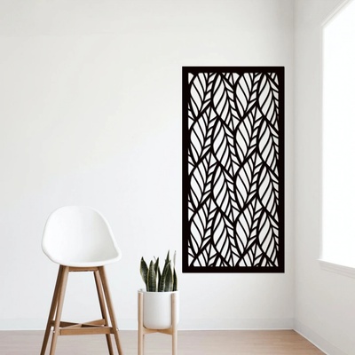 dřevo života Dřevěný dekorační panel LEAF III Rozměry (cm): 50x95, Zvolte barvu dekoru: Černá