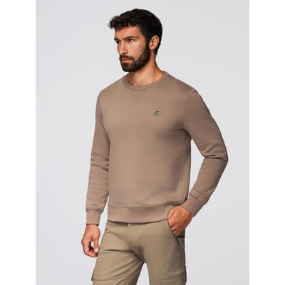 Ombre Clothing Класически мъжки суитшърт с кръгло деколте - светло кафяво V3 OM-SSNZ-0243 Ombre Clothing Ombre Clothing | Kafyav | МЪЖЕ | L