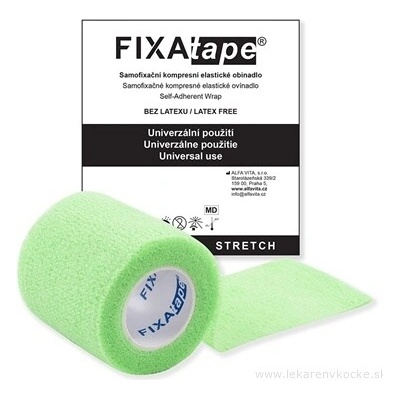 ALFA VITA, s.r.o. FIXAtape STRETCH samofixačné elastické ovínadlo bez latexu, fluorescentné zelené, 5 cm × 4,5 m, 1 ks