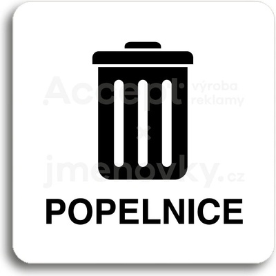 ACCEPT Piktogram popelnice II - bílá tabulka - černý tisk bez rámečku