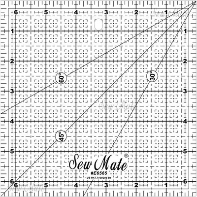 Texi Rastrové pravítko na patchwork 6.5"x6.5" E6565-BK černé