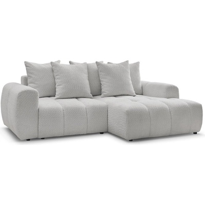 Bobochic Светлосив разтегателен ъглов диван с място за съхранение от букле (десен ъгъл) Roxelane - Bobochic Paris (108375)