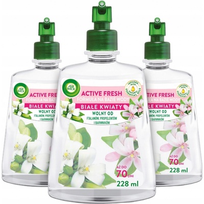 Air Wick Active Fresh Náplně do Osvěžovače Vzduchu Bílé Květy 3 x 228 ml