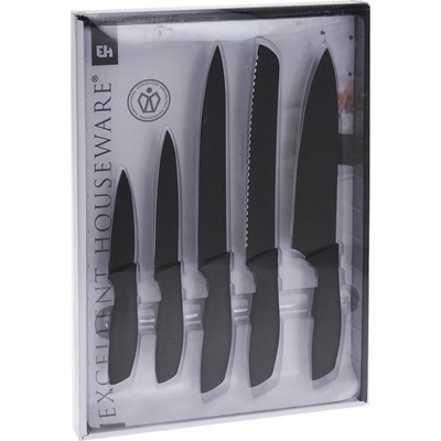 Excellent Houseware Sada univerzálních nožů Excellent Homeware / Ocelové kuchyňské nože 5 ks, ČERNÁ