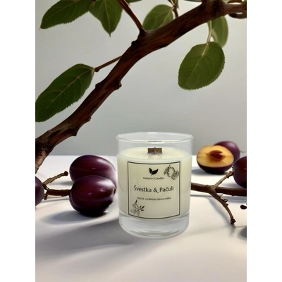 NATURES CANDLES Švestka a pačuli 180 g