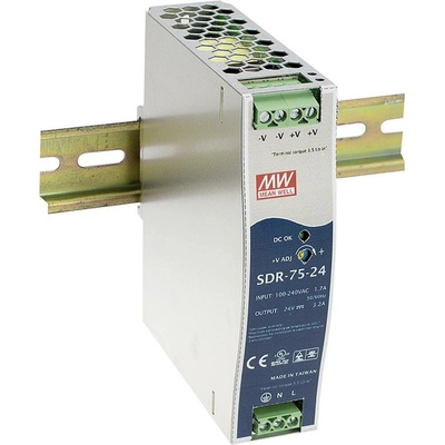MEAN WELL SDR-75-24 síťový zdroj na DIN lištu 24 V/DC 3.2 A 76 W Počet výstupů:1 x Obsah 1 ks