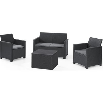 KETER ELODIE 2 SEATER SOFA SET SMOOTH ARMS WITH STORAGE TABLE antracit/sivá (253948) - set záhradného nábytku