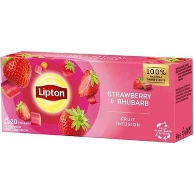 Lipton ovocný čaj Jahoda a rebarbora 20 sáčků 34 g