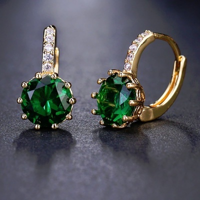 Sisi Jewelry náušnice Swarovski Elements Bernadette Gold Smaragd E4004-ET-406N Zelená