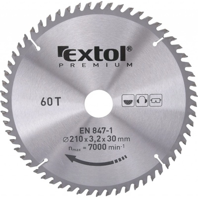 EXTOL PREMIUM Kotouč pilový s SK plátky, O 210x3,0x30mm, 60T (8803237)