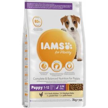 Iams Dog Puppy Small-Medium - Пълноценна суха храна за подрастващи кучета от малки и средни породи с пилешко и пуешко месо, 2 кг