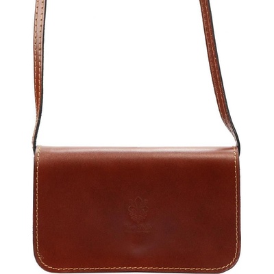 Vera Pelle kožená malá dámská podélná crossbody kabelka hnědá