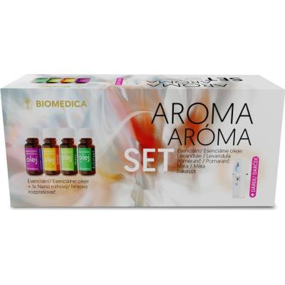 Biomedica aroma set esenciálne oleje 4 x 10 ml + darček nano hmlový rozprašovač