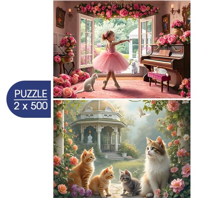 Alipson 2x500 Malá baletka a romantická záhrada 500 dielov