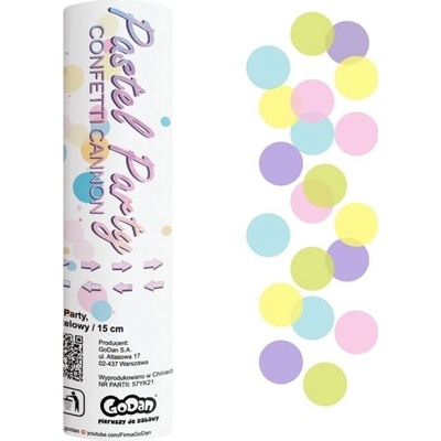 Godan Vystreľovacie konfety Pastel Party farebné papierové krúžky 15cm
