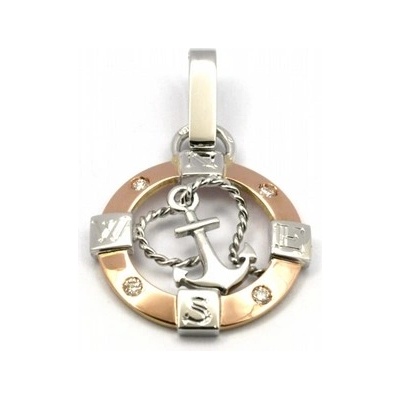 Klenoty Budín Diamantový zlatý přívěsek s diamanty kotva J 21647 12