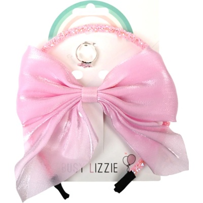 Dárkový set do vlasů s prstýnkem Busy Lizzie - Pink shimmery