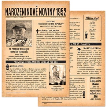 Narozeninové noviny 1952 – dvoustranné nebo jednostranné
