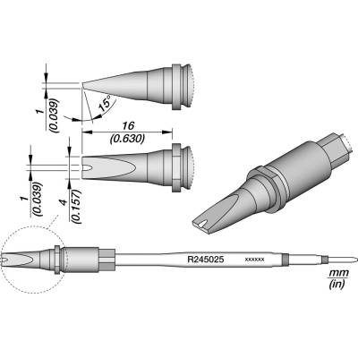 JBC R245025 – dlátový pájecí hrot s drážkou 4 × 1 mm