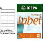 Igepa Group Igepa A4 IGEPA LABELS 105 X 42.3 MM WHITE (100)