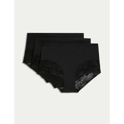 Marks & Spencer Комплект от три дамски дантелени бикини с висока талия в черно Marks & Spencer Marks & Spencer | Cheren | ЖЕНИ | S