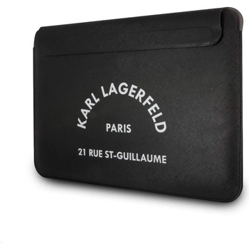 KARL LAGERFELD RSG Logo Leather Laptop Sleeve 16 - дизайнерски кожен калъф за MacBook и преносими компютри до 16 инча (черен)