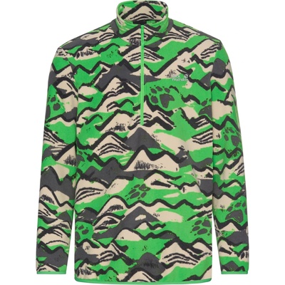Jack Wolfskin Мъжки поларен пуловер Jack Wolfskin Paw Era 100 Print Halfzip Fleece jumper - Mountain Paw Lizard (005-7009-0213)