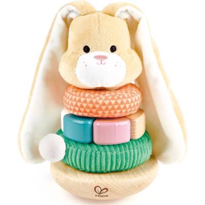 HaPe International Бебешка играчка HaPe International - Конус за нанизване, Зайче (H0107)