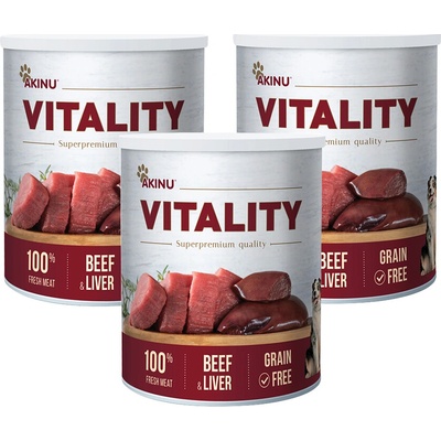 Akinu Vitality Hovězí & játra mleté 3 x 800 g