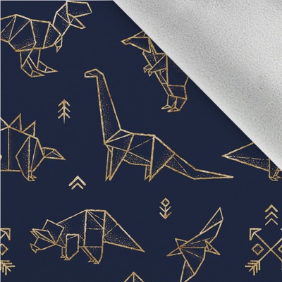 Takoy Látka softshell zimní geometričtí dinosauři tmavomodré