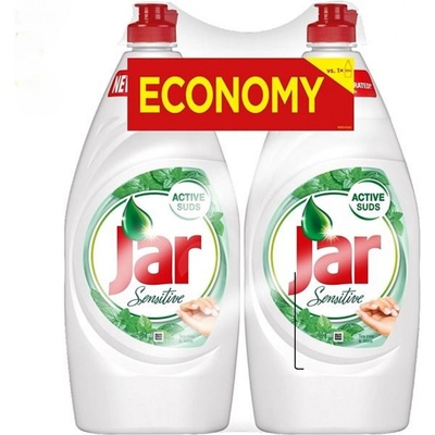 Jar Sensitive Tea Tree & Mint Prostriedok na ručné umývanie riadu hubka 2 x 650 g