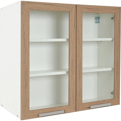 Matis Кухненски шкаф горен с две витрини in v80/s дъб артизан