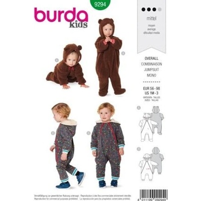 Střih Burda zelený 9294 - dětské dupačky, overal – Zboží Mobilmania