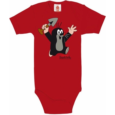 CurePink Dětské body s krátkým rukávem The little Mole Krteček Juhu červená