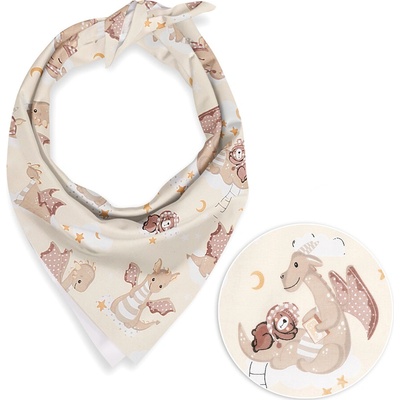 Biante detská bavlnená šatka Sandra SA-467 Dráčikovia na žltobéžovom