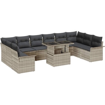 vidaXL Градински Софа Комплект 11 pcs Светлосиво 100 x 55 x 73 см (3357095)