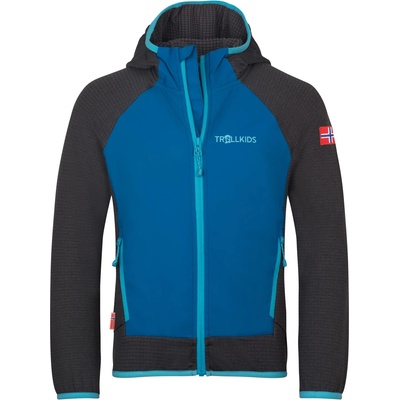 TROLLKIDS Детско поларено яке Trollkids Kid's Seiland Jacket Fleece jacket - Alpine Blue / Black / Pool Blue - размер 104 (EU) (703-5393-0113)