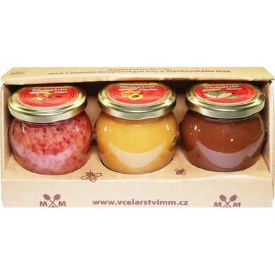Včelařství M+M medové krémy višeň meruňka kakao 3 x 250 g