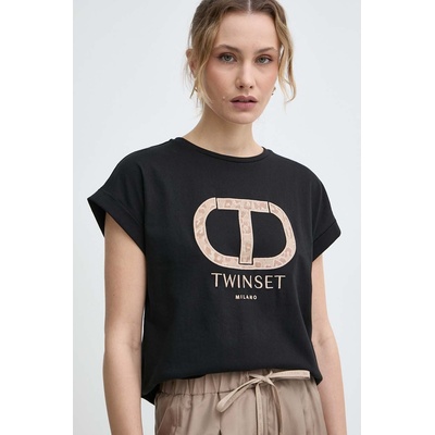 Twinset Памучна тениска Twinset в черно (241TT2142)