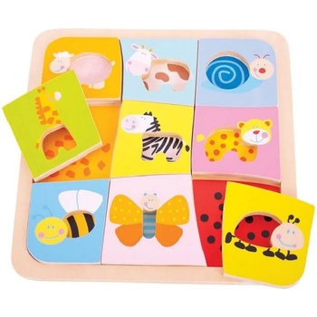 Bigjigs Toys Детски дървен пъзел Bigjigs - Асоциации (BJ509)