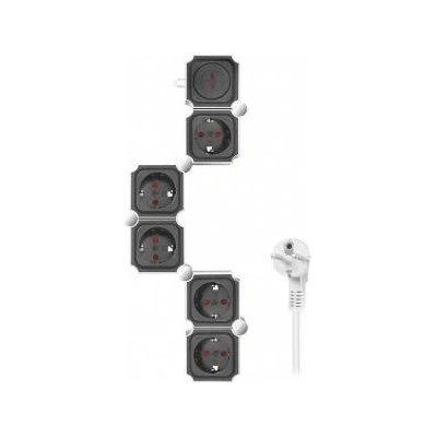 LogiLink 5 sockets 1.5m black-white