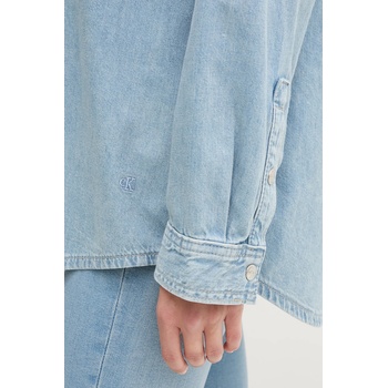 Calvin Klein Дънкова риза Calvin Klein Jeans дамска в синьо със свободна кройка с класическа яка LV047C709G (LV047C709G)