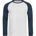 TEE JAYS TJ1170 / Унисекс тениска с дълъг ръкав за бейзбол - бяла/мастилено XXXL (181170aq513)